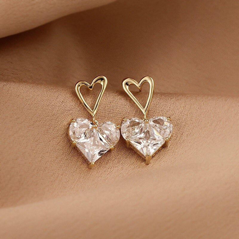 Love Heart Drop Earrings