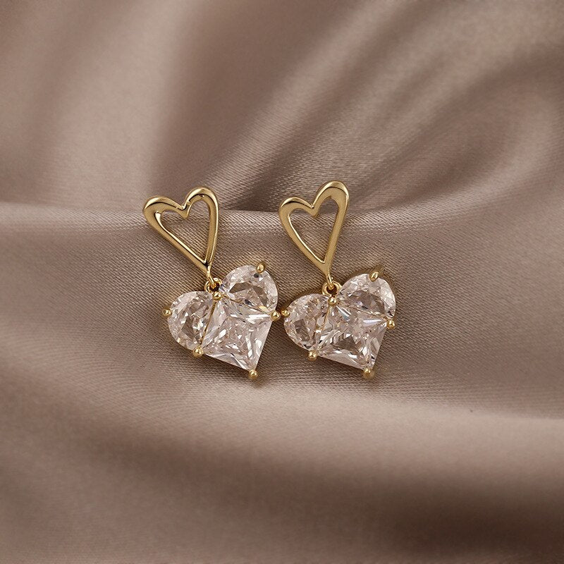 Love Heart Drop Earrings