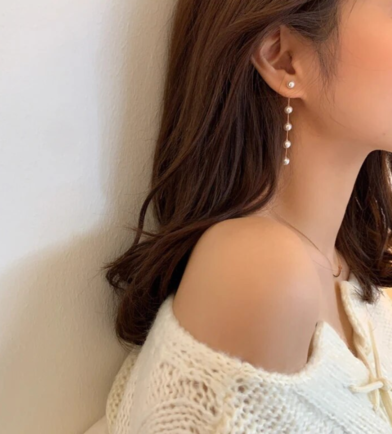 Long Tassel Pearl Earrings