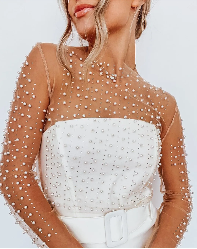 Mesh Studded Crop Top