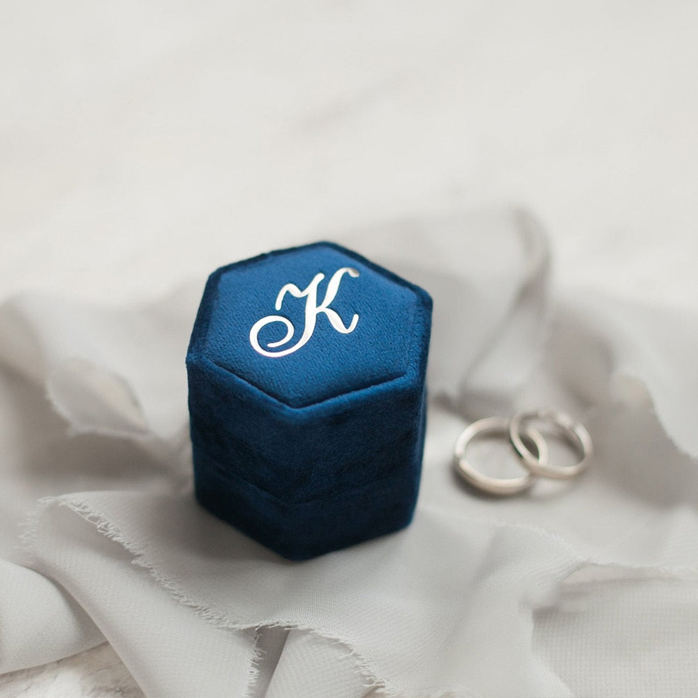 Personalized Hexagon Velvet Ring Box