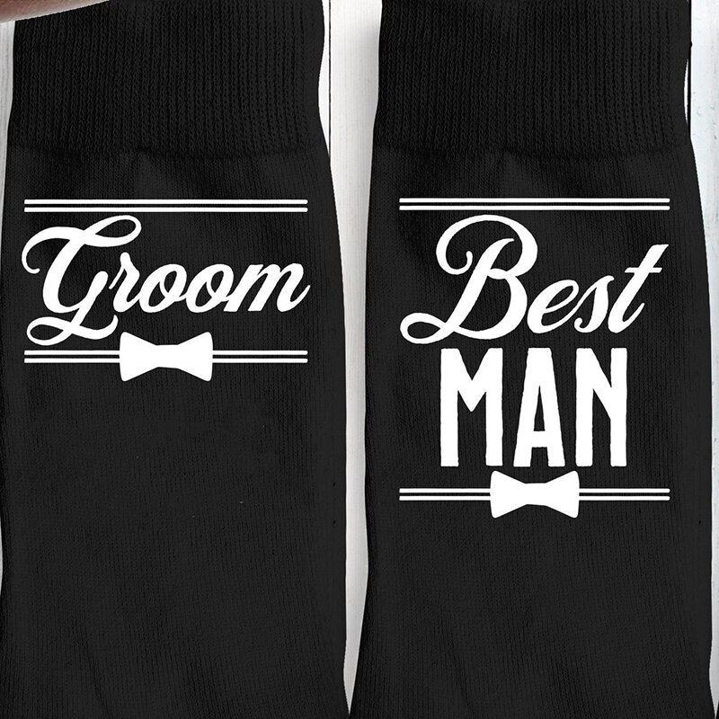 Black groom and best man socks