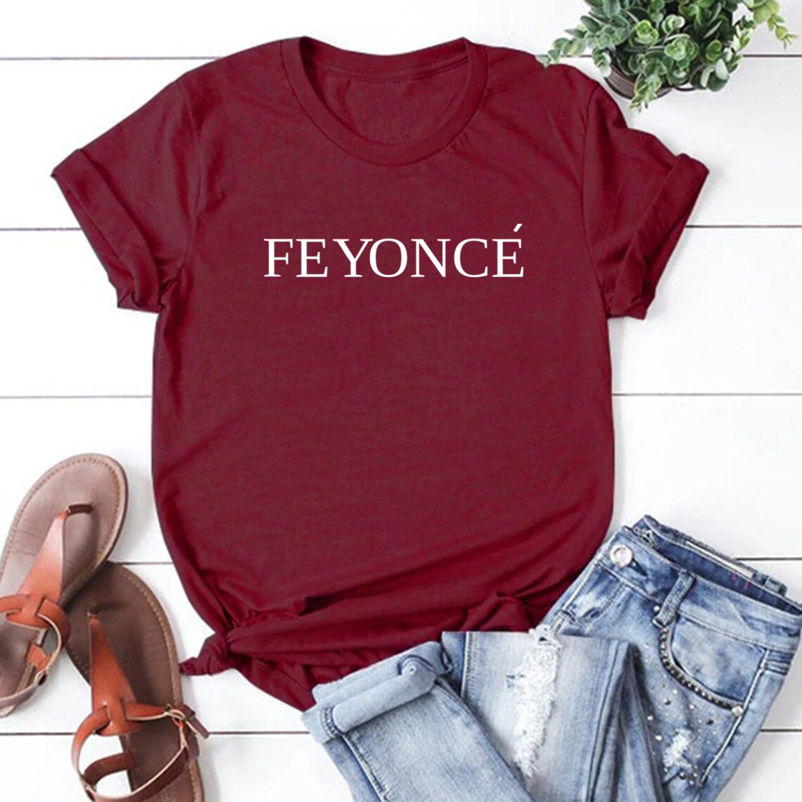 Wine red short sleeve Feyonce t-shirt 