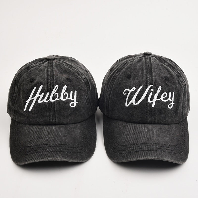 Wifey and Hubby Baseball Caps